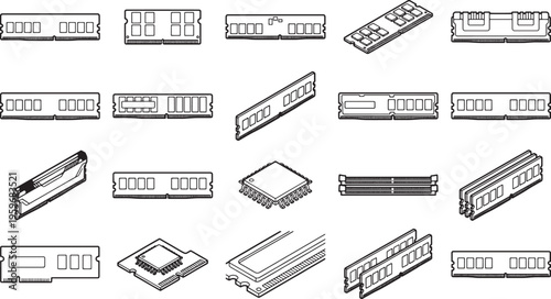 An organized array of digital processing modules, perfectly depicted with clean lines and detailed textures, inviting a sense of technological advancement and precision.