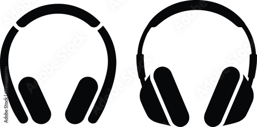 A pair of black headphones on a white background