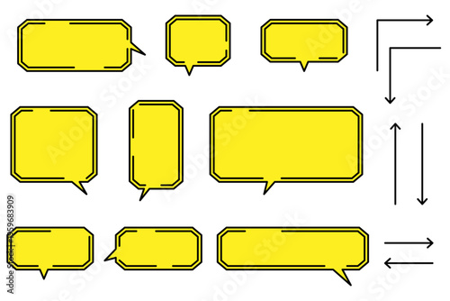 シンプルな吹き出しと矢印の素材セット