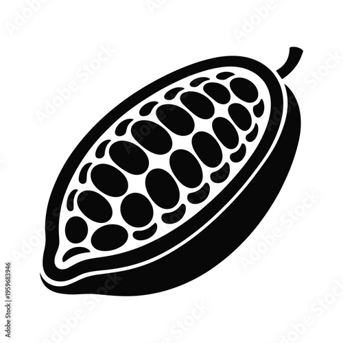 Cocoa pod slice silhouette with visible seeds
