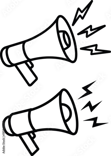 Two megaphones making loud noise