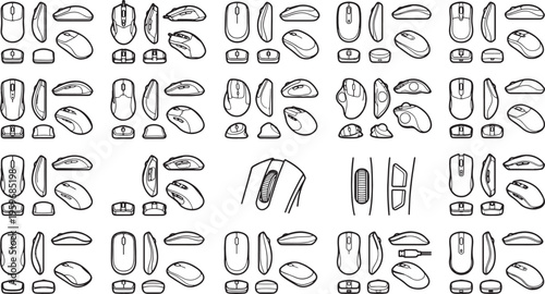 A Variety of Computer Mouse Perspective Drawings. 