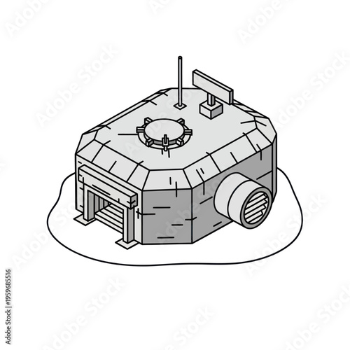 Isometric Illustration of a Bunker or Underground Structure.