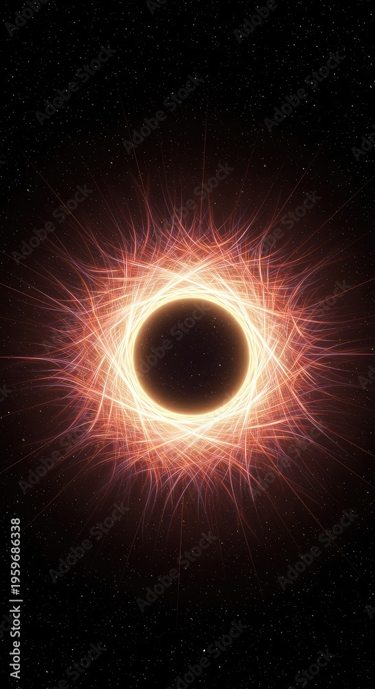 Fototapeta premium Abstract visualization of harmonious interaction, depicting radiating waves of energy and sympathetic vibration in deep space, sympathetic, synchronization, futuristic