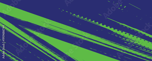 Abstract Sport Background with Green and Blue Brush Texture and Halftone Effect. Dirty Grunge Background