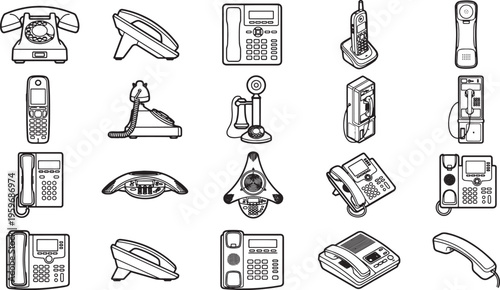 A collection of diverse vintage and modern telephone designs, a timeless technology across eras. 