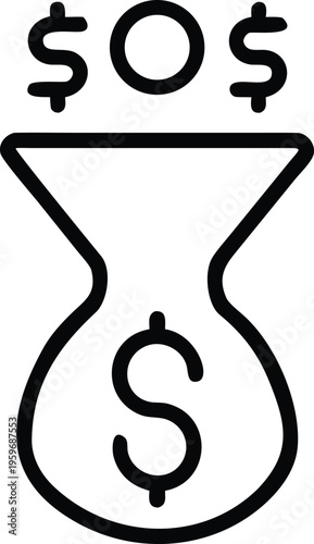 Hourglass symbolizing financial investment and time management with dollar signs