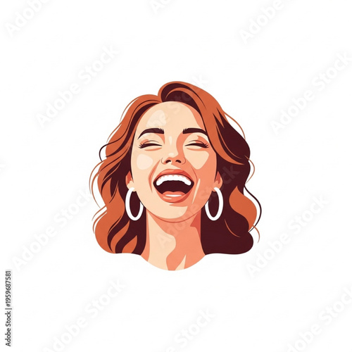 Joyful Confident Woman Laughing Playful Charming Vector Illustration