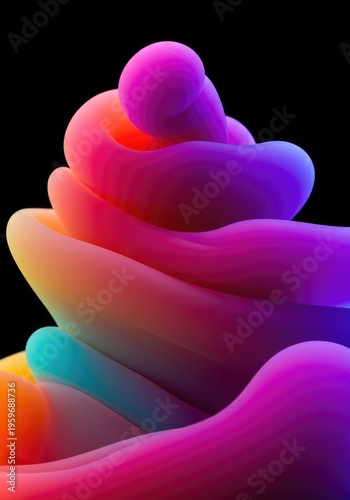 Saturated colors blend and flow in perfect synchronization, creating a feeling of joyful energy and balanced composition, blend, movement, contemporary