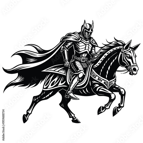 Medieval Knight Horse Armor Illustration