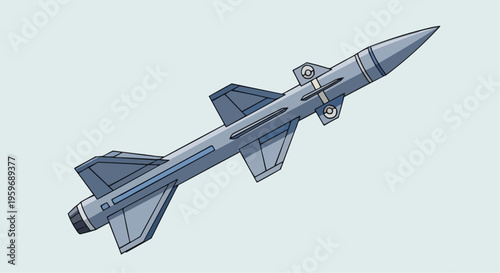 A gray military missile flying through the air.