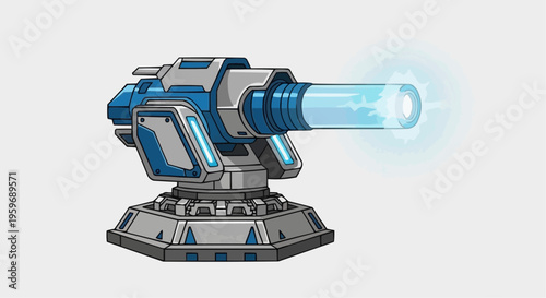 A futuristic blue and gray laser gun.