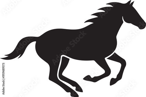 Modern Horse Running Silhouette Logo.