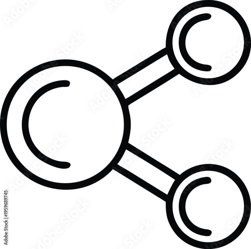 Two interconnected circular nodes with a single connecting line symbolizing linkage or connection