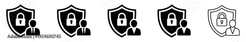 crm security icon set for data protection