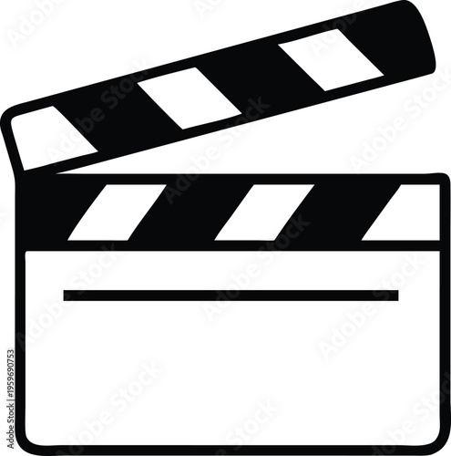 Isolated vector illustration of a classic black and white film clapperboard