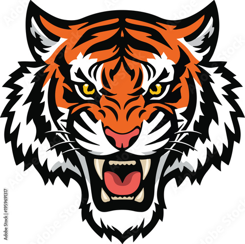 Tiger head vector logo with an intimidating head of tiger for gym branding
