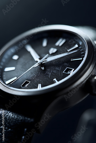 Precision timepiece macro on dark background