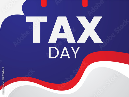 Tax Day Banner Design with Wave Background Finance Concept