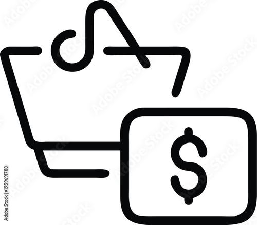 Shopping bag with dollar sign icon symbolizing online or e-commerce purchases