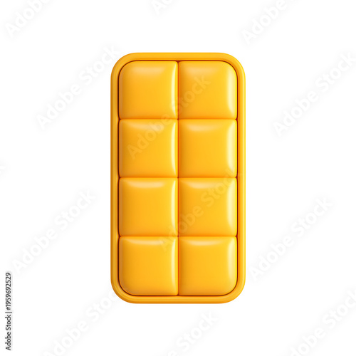 Bright yellow candy bar or chocolate bar on transparent background