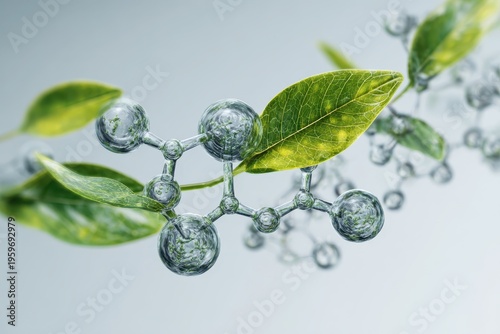 Biopolymer. Macro view of molecular nodes, polymer chains, durable materials. Engineered performance for next generation products. Structure for bioprinting research. Innovative science background.