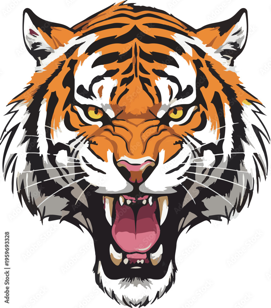 Fototapeta premium Head of tiger mascot for school teams using a tiger head vector style