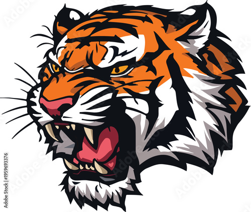 Tiger head vector mascot for esports teams with a fierce head of tiger