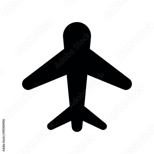 Symmetric Commercial Airplane Top View Silhouette Graphic