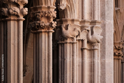 Сapital of cloister of Santa Maria de Santes Creus Monastery. Tarragona Province, Spain.