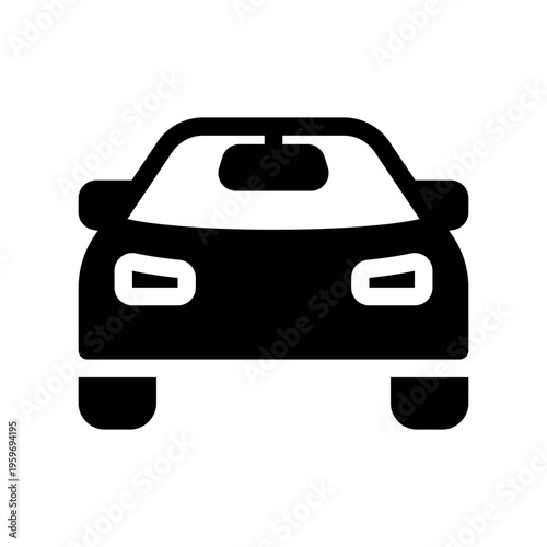 Modern Passenger Car Front View Minimalist Silhouette