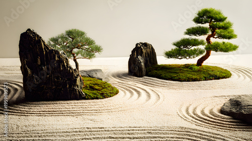 Harmony in zen garden 3D render
