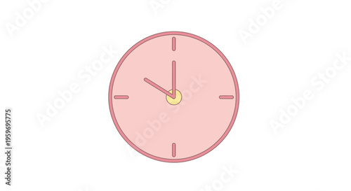 Pink Wall Clock With Gold Hands.