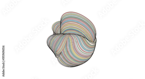 Colorful striped object with rounded shapes.