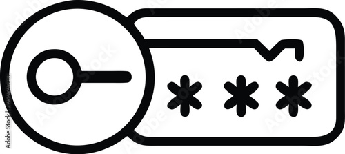 Icon depicting a magnifying glass examining a password field with hidden characters