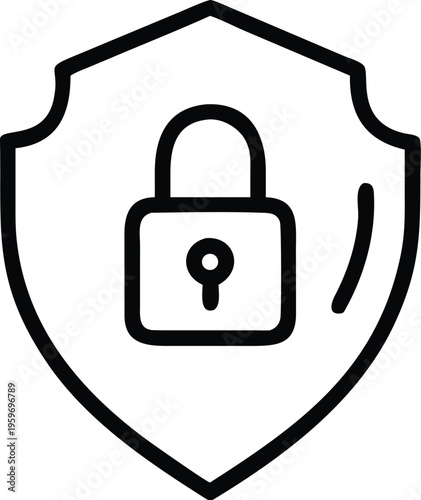 A shield icon with an open lock symbolizing security and protection