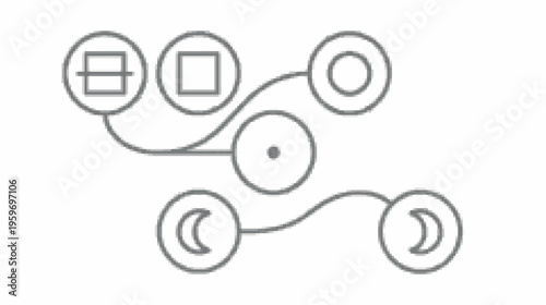 Geometric Shapes Connected Lines Diagram