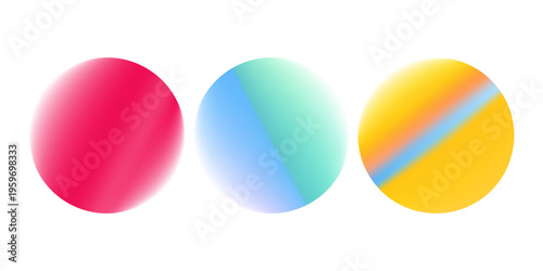 Set color circle gradient noise gradation. Abstract colorful watercolor blur mesh on isolated transparent background. Circle shape png.