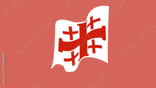 Georgian waving flag, flat vector illustration