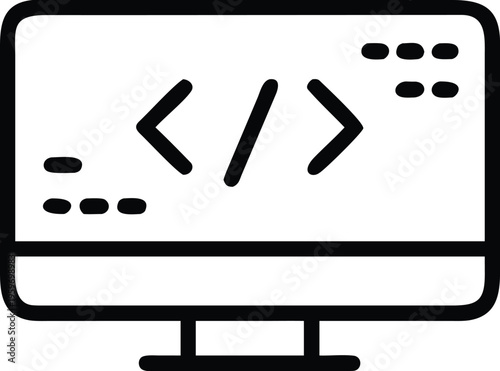 A monitor displaying a code snippet with syntax highlighting on a dark background