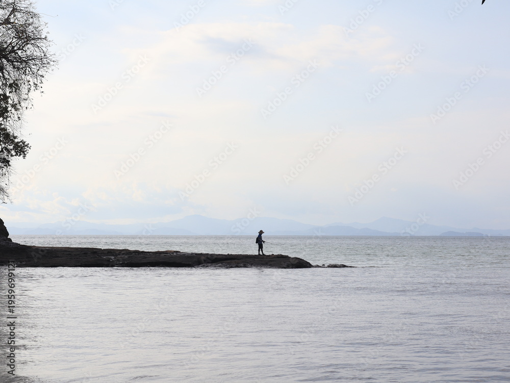 Fototapeta premium Serene Ocean View from Sandy Beach Shore