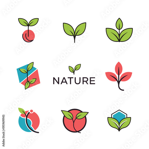 Abstract Nature and Ecology Logo Symbols