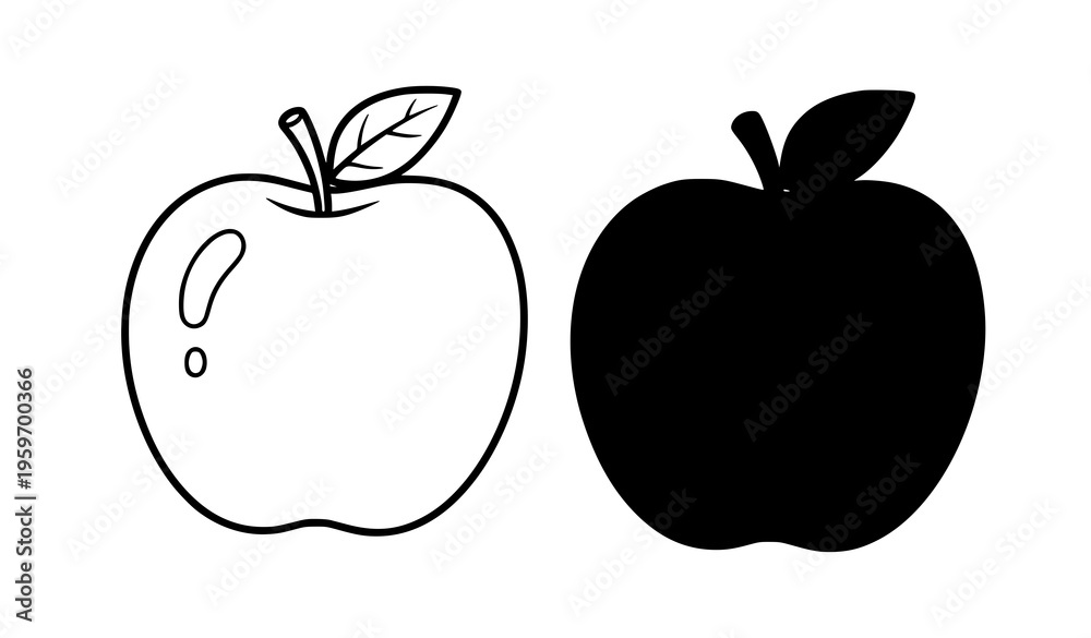 Fototapeta premium Simple apple coloring activity page for toddlers with outline and color reference