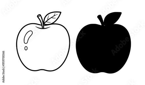 Simple apple coloring activity page for toddlers with outline and color reference