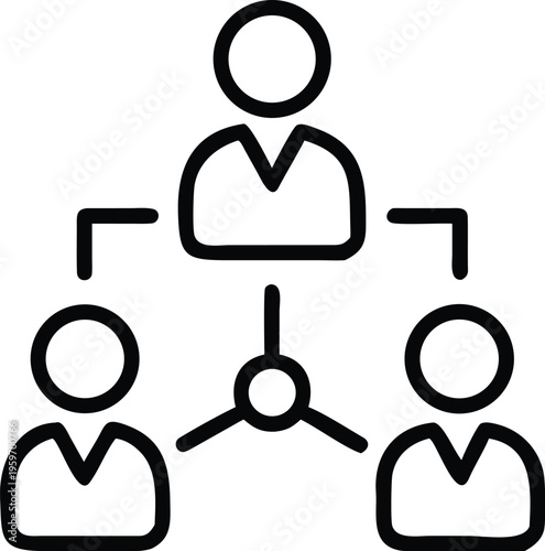 Organizational hierarchy with a leader and two subordinates in a triangular structure