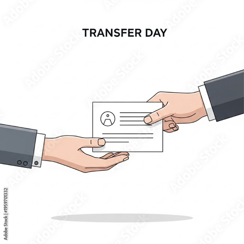 Transfer Day Concept Hand Passing Document Exchange Vector Illustration
