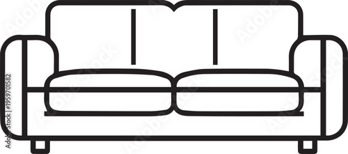 An illustration of modern two-seater sofa design. Simple lines for home furnishing.