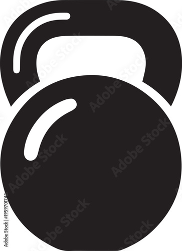 A sleek, solid kettlebell stands out against a flat background, embodying strength and fitness through its bold silhouette and smooth contours.