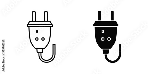 Comparison of two different electrical plug designs with grounded prongs and cables
