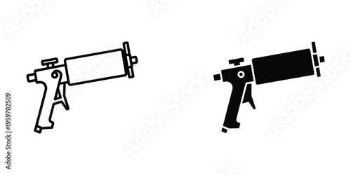Comparison of a spray gun in outline and filled styles